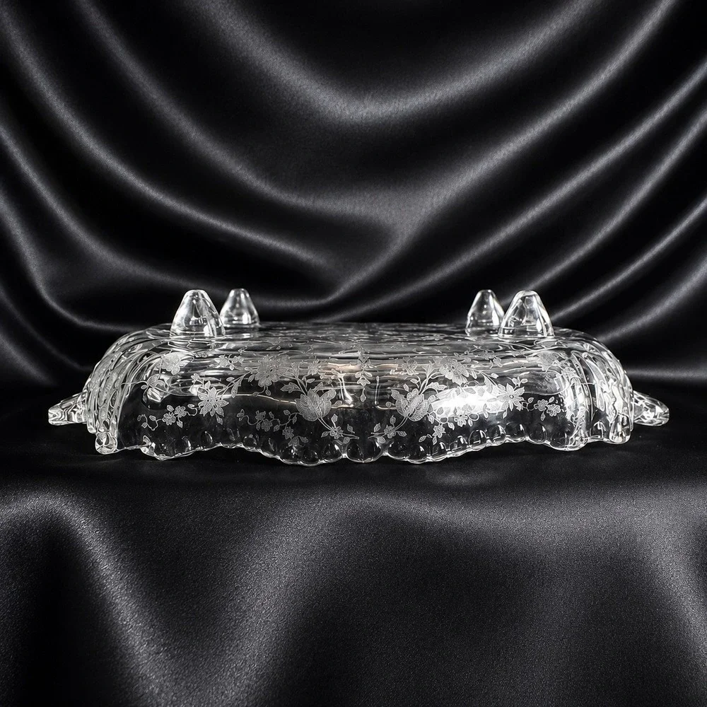 Cambridge Diane Etched Crystal 3 Part Relish Dish 4 Footed 12.5